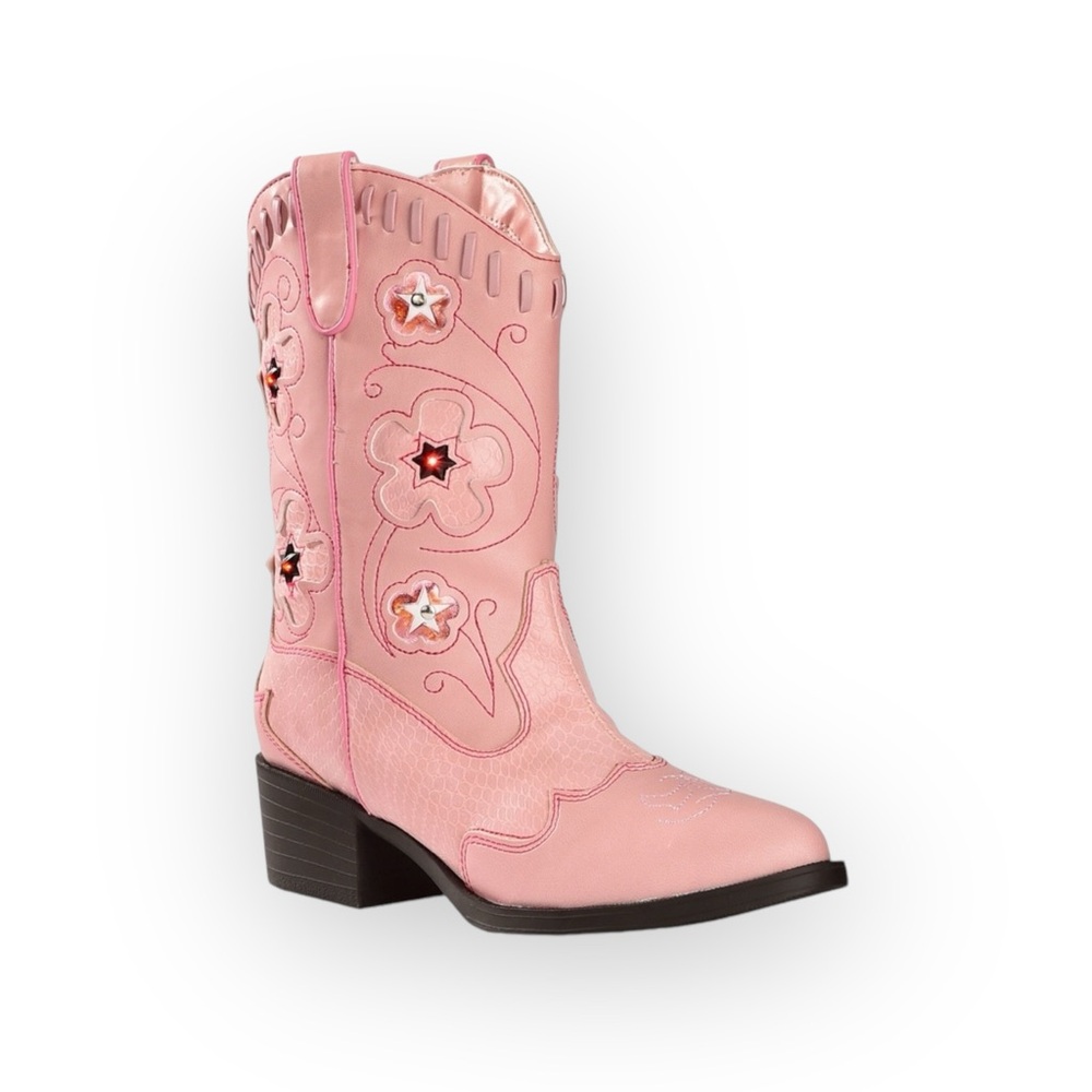 Roper 𖤐 Classic Western Vegan Leather Cowboy Boots 𖤐 Pink Snakeskin 𖤐 3M 𖤐
